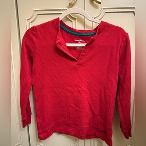 Tommy Bahama Vibrant Thermal Red Knit Top SIZE LARGE 3/4 long sleeve Shirt